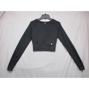 Aura Athletica Black Logo Long Sleeve Crew‎ Neck Crop Top Sweatshirt Womens M/L